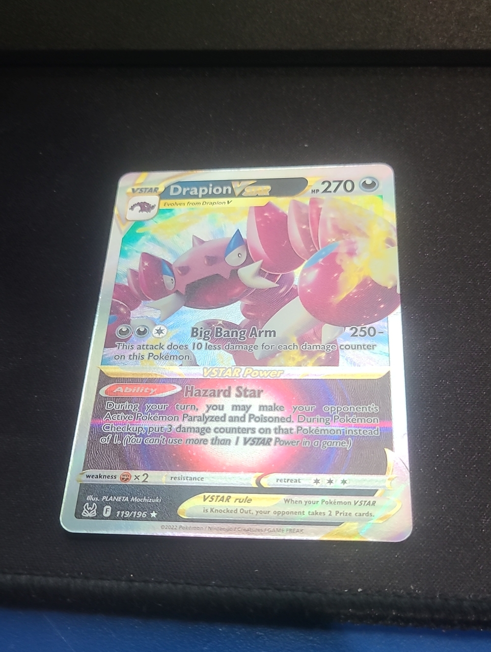 Pokemon Drapion VSTAR Holographic Pink Purple Yellow Blue